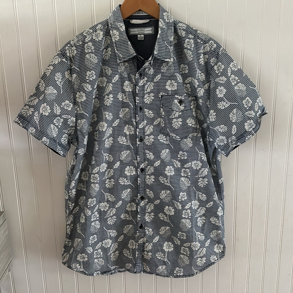 PD&C Blue and Bone White Tropical Print Short Sleeves Shirt sz Large - Picture 4 of 10